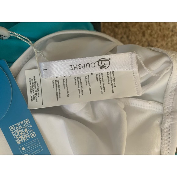 Cupshe One piece Padded Large Color Block Blue White NWT Womens Swimsuit - Picture 6 of 6